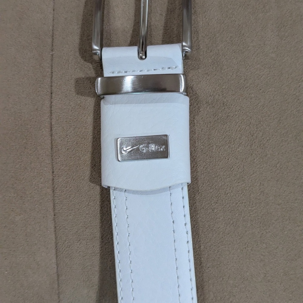 Nike G-Flex Silver Buckle White Belt